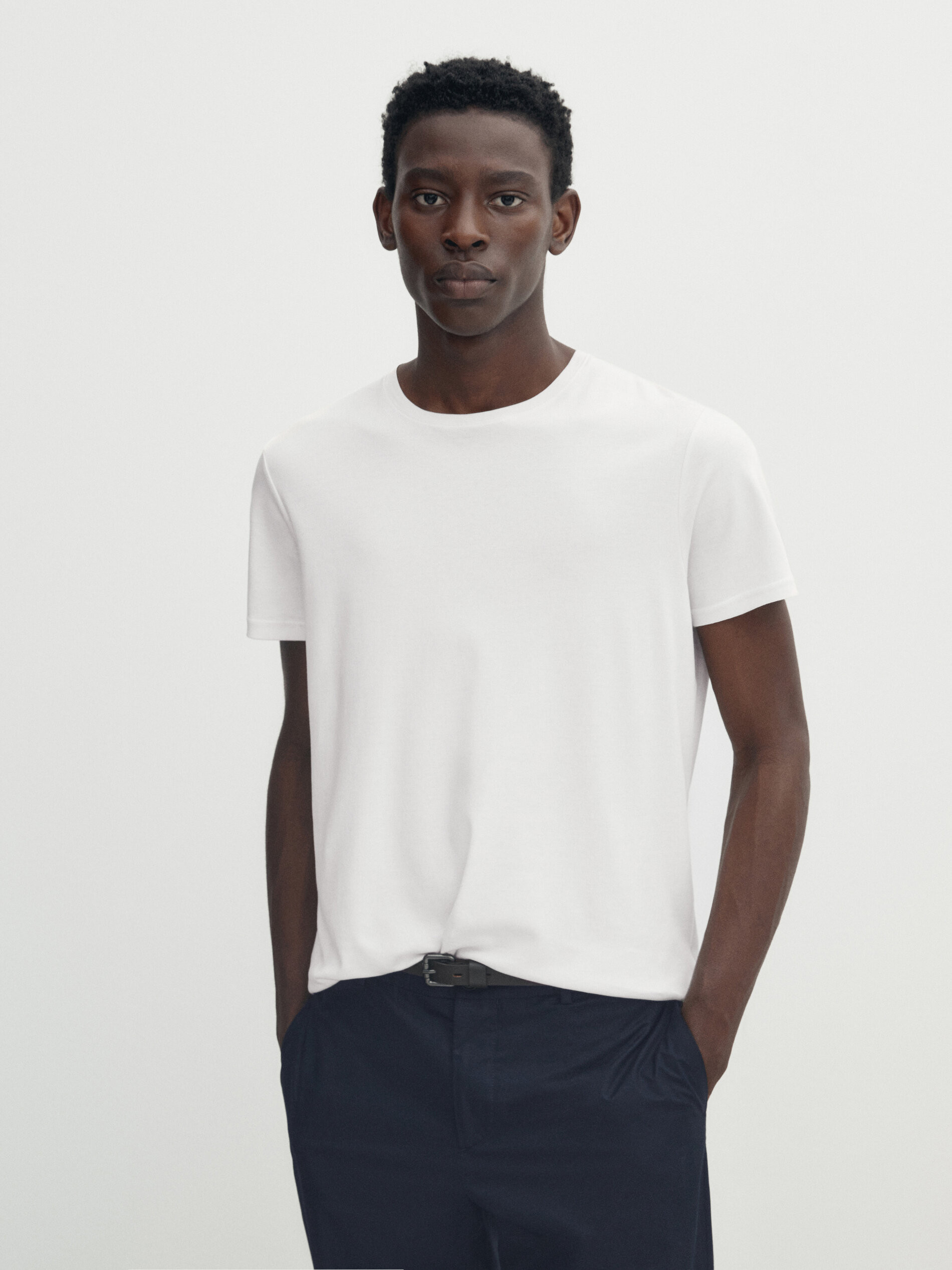 Short sleeve mercerised cotton T-shirt | Massimo Dutti UK