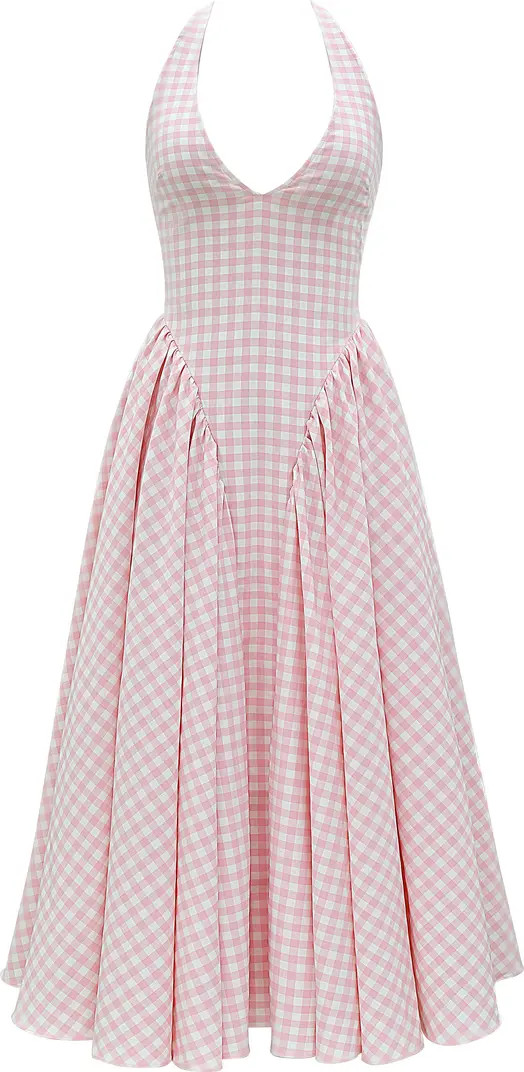 Marilyn Gingham Halter Midi Sundress | Nordstrom