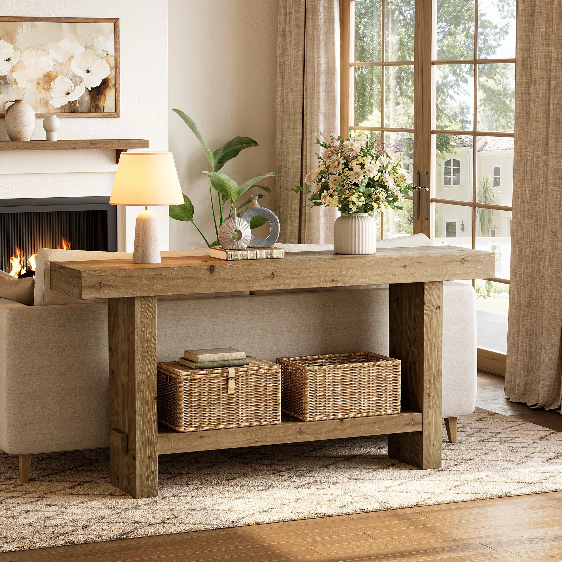 63" Solid Wood Console Table, Farmhouse Entryway Table For Hallway, Entrance, Living Room, Easy A... | Wayfair North America