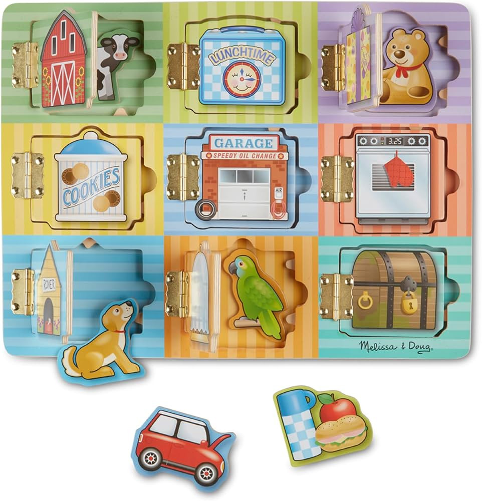 Melissa & Doug Hide and Seek Wooden Activity Board With Magnets Puzzles For Toddlers And Kids Age... | Amazon (US)