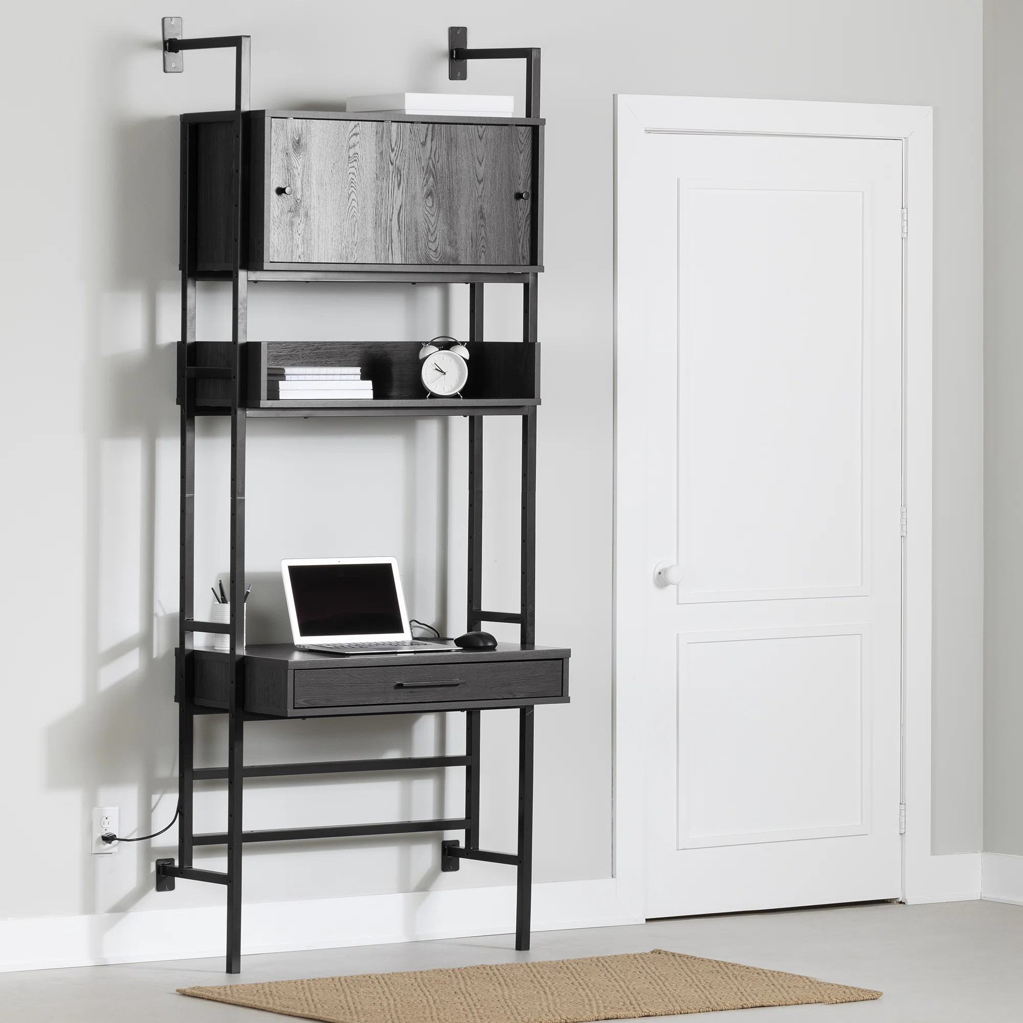 South Shore Kozack Floating Wall-Mounted Desk with Metal Legs | Wayfair | Wayfair North America