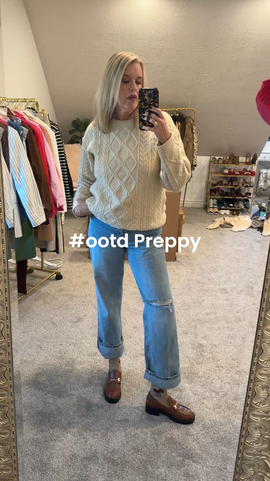#ootd Preppy classic Fall outfit

Cable knit sweater affordable find, fits tts 

Free people jeans straight leg, with one knee distressed slit high waisted  I sized up 1 size  $79

Great affordable loafers , that are so comfortable tts 

Teddy bear socks, sold in a set of 5 very Ralph Lauren vibe



#LTKStyleTip #LTKootd #LTKFindsUnder100