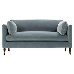 Madeline Slate Blue Short Sofa - 71" | Kathy Kuo Home