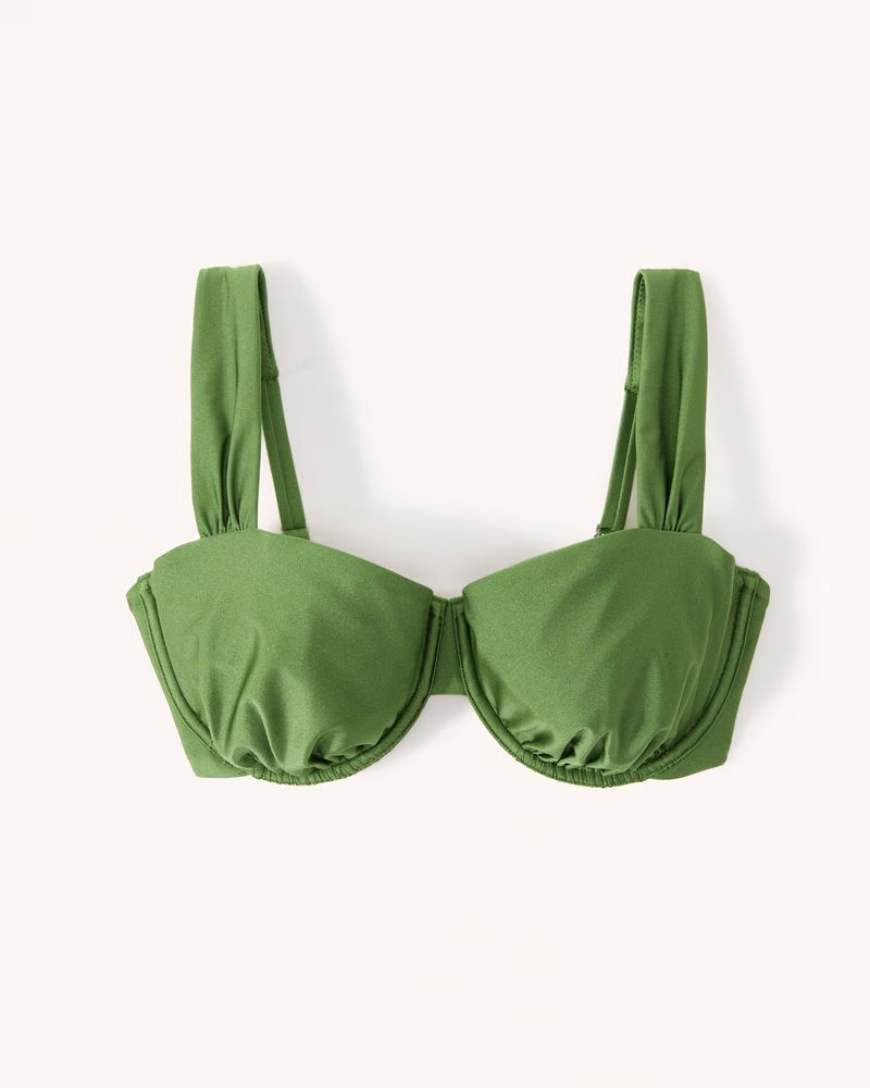 Curve Love Wide Strap Pleated Underwire Bikini Top | Abercrombie & Fitch (US)