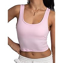 Danysu Women Rib Tank Top Padded Workout Top Square Neck Crop Tank Fitted Basic Cami Tops | Amazon (US)