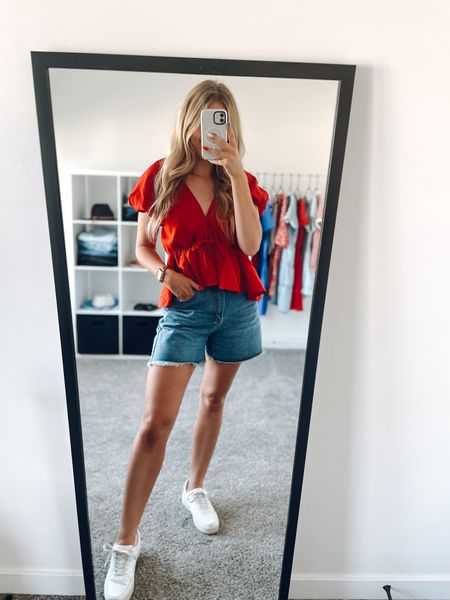 4th of July outfit!
Red top: true to size, wearing M
Denim shorts: true to size
White sneakers: I prefer my true size in wide fit—an unreal dupe!

#LTKSeasonal #LTKFindsUnder100 #LTKShoeCrush