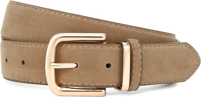 HOTWILL Women Suede Belt for Jeans Dresses Fashion Chunky Ladies Waist Belts with Gold Buckle | Amazon (US)