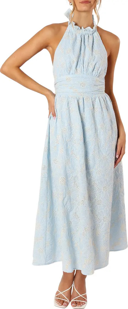 Taila Eyelet Embroidered Halter Neck Cotton Maxi Dress | Nordstrom