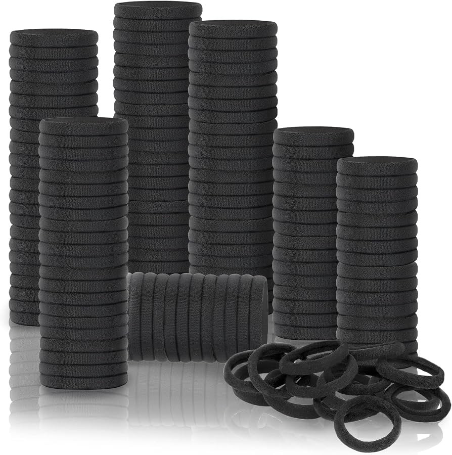 Ansnbo 120 ligas negras para el cabello, bandas gruesas sin costuras, soporte para cola de caball... | Amazon (US)