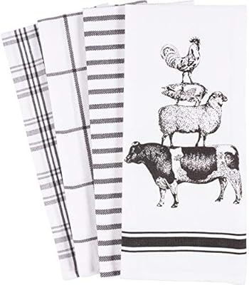 KAF Home Pantry Stacked Farm Animals Kitchen Dish Towel 18 x 28-inch Set of 4 | Amazon (US)