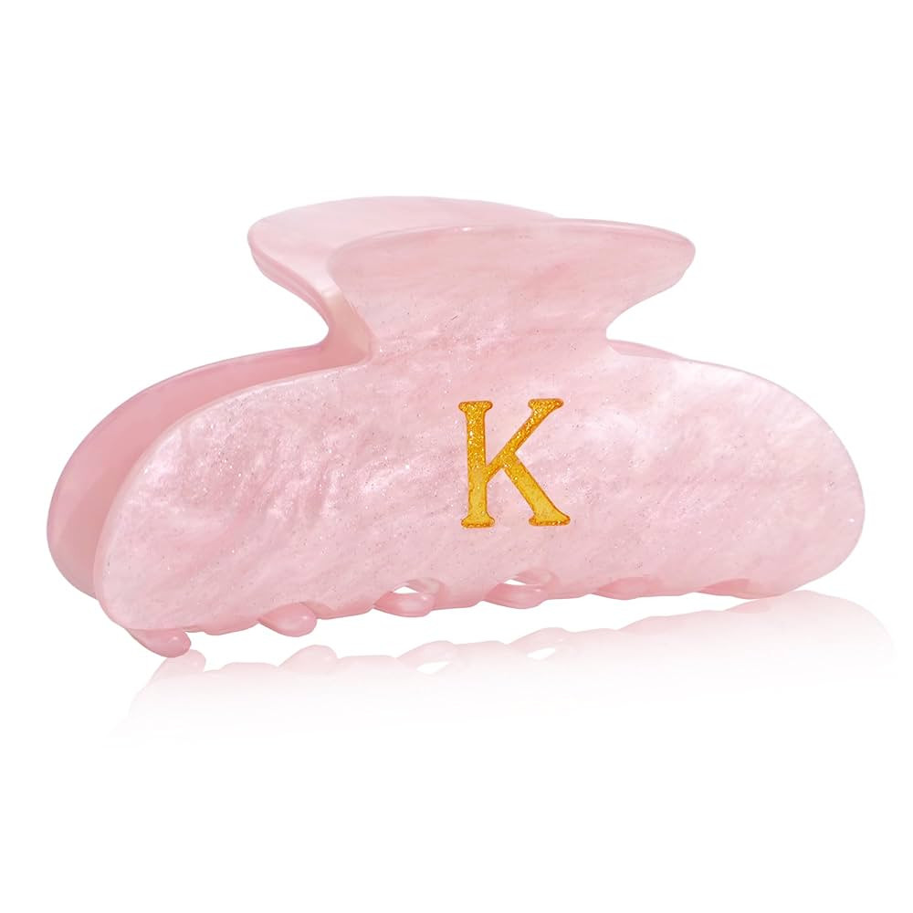 Initial Cute Hair Clips - Pink Letter Elegant Hair Claw Clips, Fashion Glitter Claw Clips Durable... | Amazon (US)