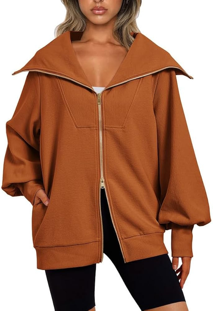 EFAN Womens Oversized Zip Up Sweatshirts Winter Jackets Coats Outfits for Women Fall Fashion 2023... | Amazon (US)