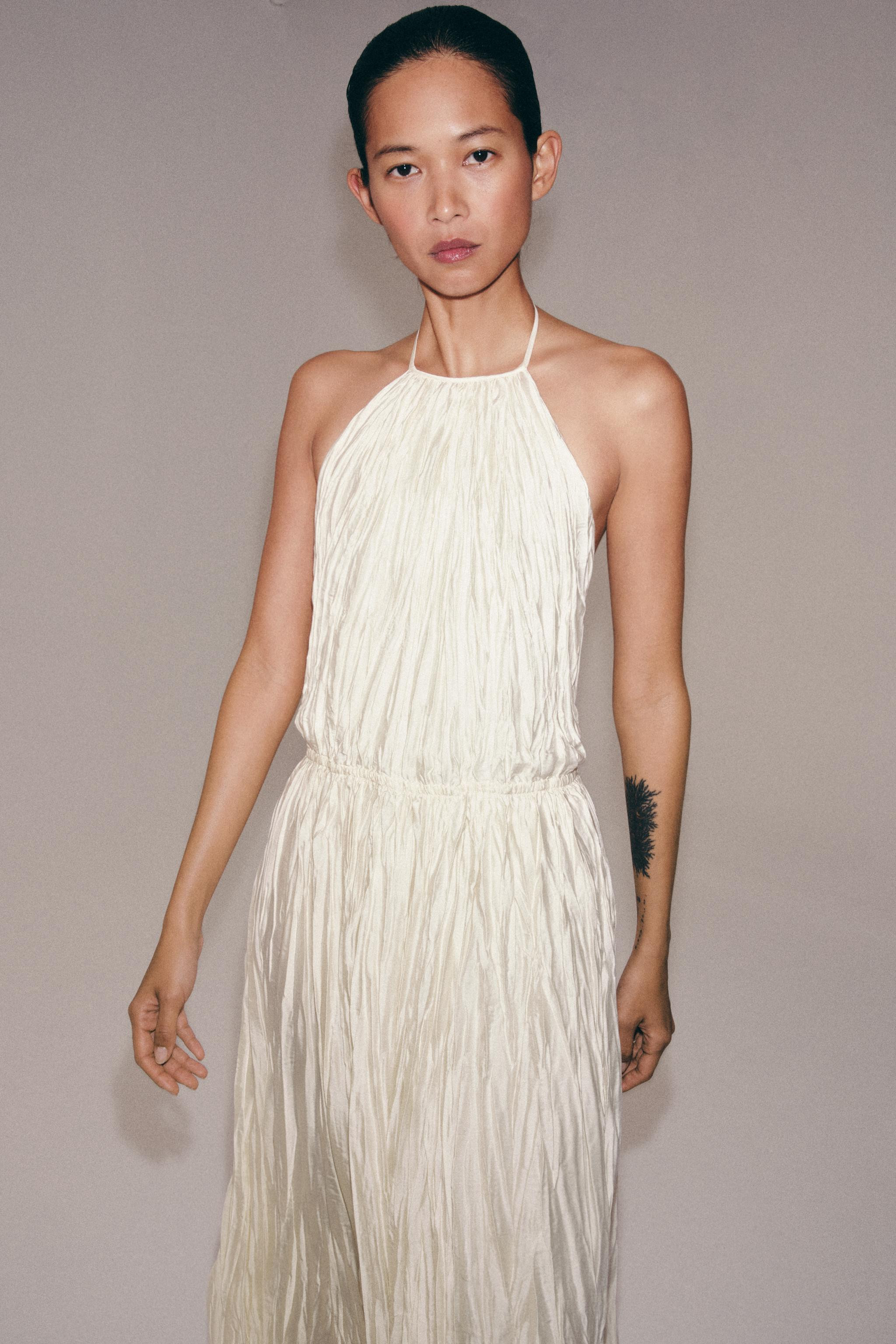 ZW COLLECTION PLEATED HALTER DRESS | Zara US