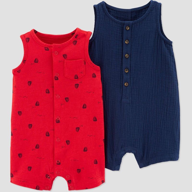 Baby Boys' 2pk Sailboat Romper Set - Just One You® made by carter's Red/Navy | Target