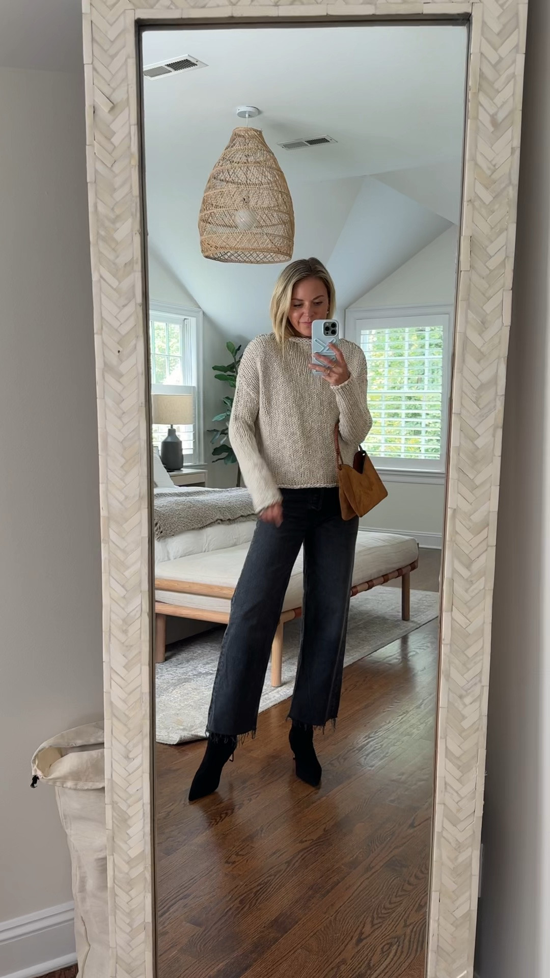 Sweater is on sale for 25% off!! 
-small sweater,tts 
-26R jeans, tts, I’m 5’5
-booties tts

#LTKSaleAlert