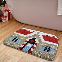 Ankah Christmas Trees, Christmas Sock and Santa Bath Rug, Soft, Plush Shaggy, High Absorbent, Non... | Amazon (US)