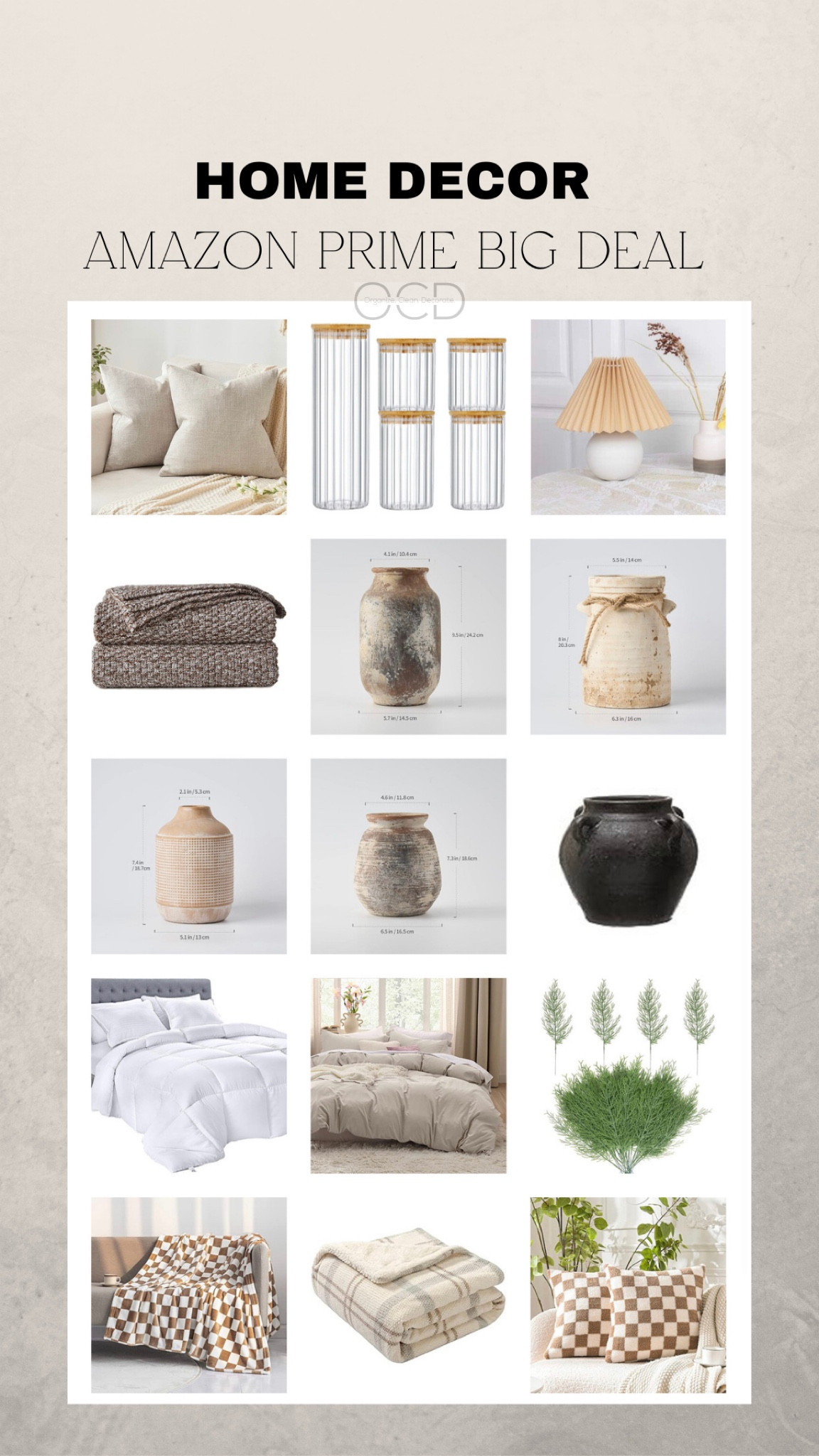 Home decor affordable Amazon prime big deal sale  checked checkered blankets pillow covers lamps vases bedding duvet comforter glass fluted wood lid jars faux greenery 

#LTKhome #LTKsalealert #LTKxPrime