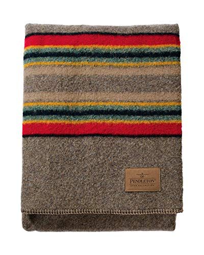 Pendleton Yakima Camp Thick Warm Wool Indoor Outdoor Striped Throw Blanket, Mineral Umber, Twin Size | Amazon (US)