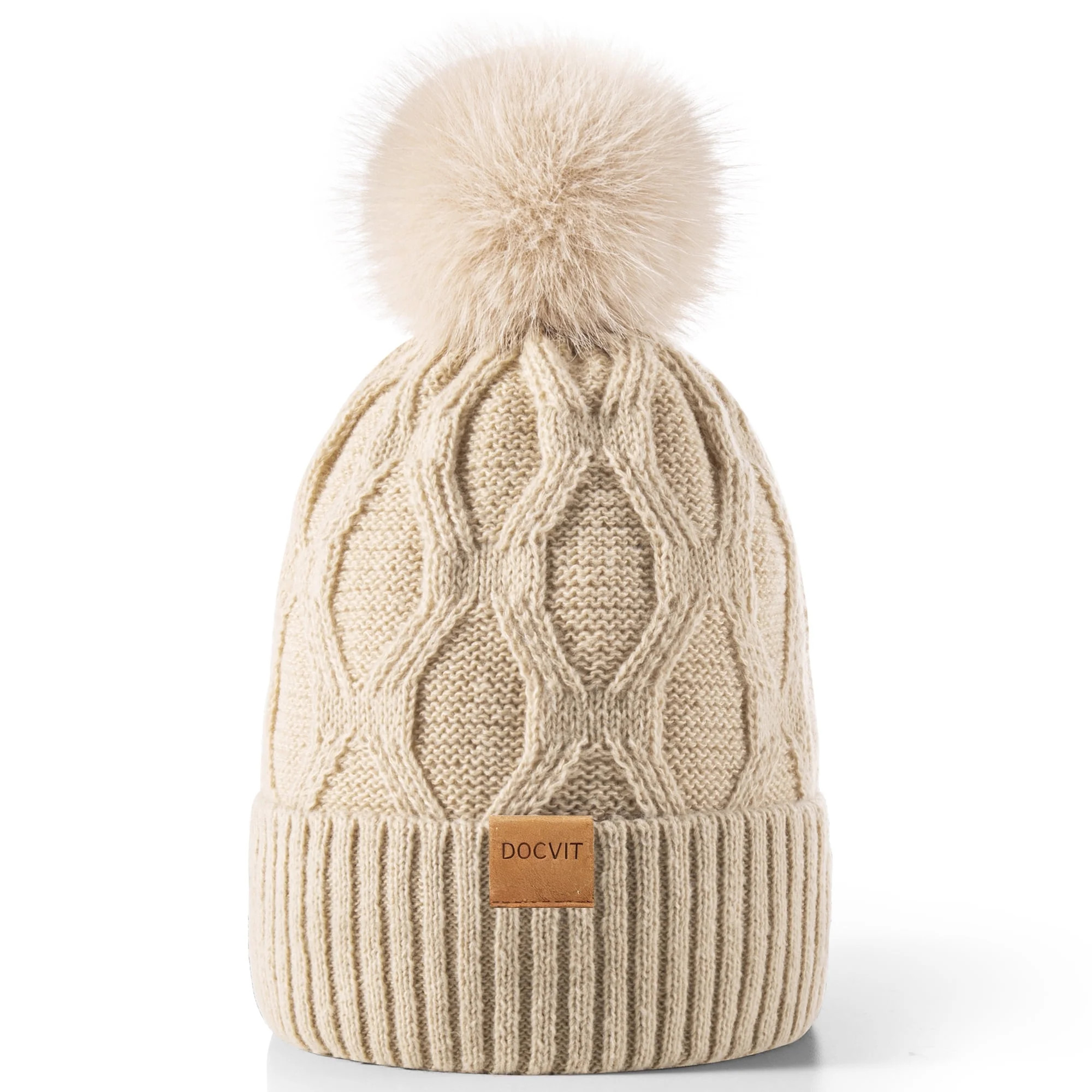 REDESS Women Winter Pompom Beanie Hat with Warm Fleece Lined, Thick Slouchy Knit Skull Ski Cap | Walmart (US)