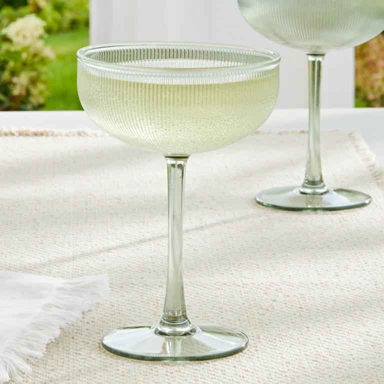 Better Homes and Gardens 11-Ounce Green Ribbed Tritan Coupe Glass | Walmart (US)