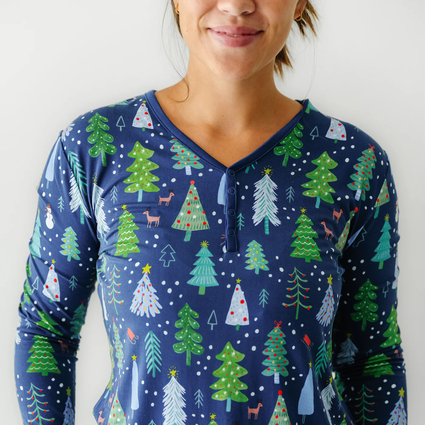 Blue Merry & Bright Women's Pajama Top | Little Sleepies