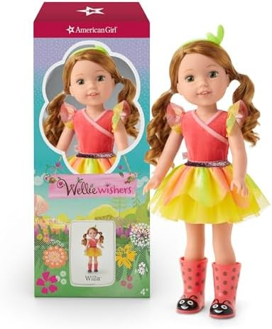 American Girl WellieWishers 14.5-inch Willa Doll with Coral Leotard, Mesh Skirt, Headband, and Bo... | Amazon (US)