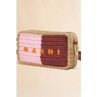 Paper Raffia Seaside Camera Bag | Color: Pink-Burgundy | Curio