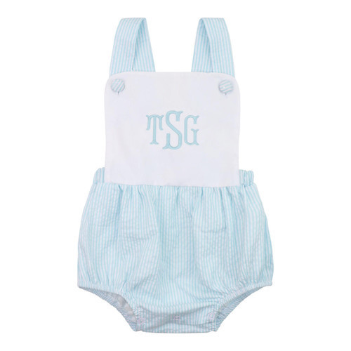 Mint And White Seersucker Bubble | Cecil and Lou