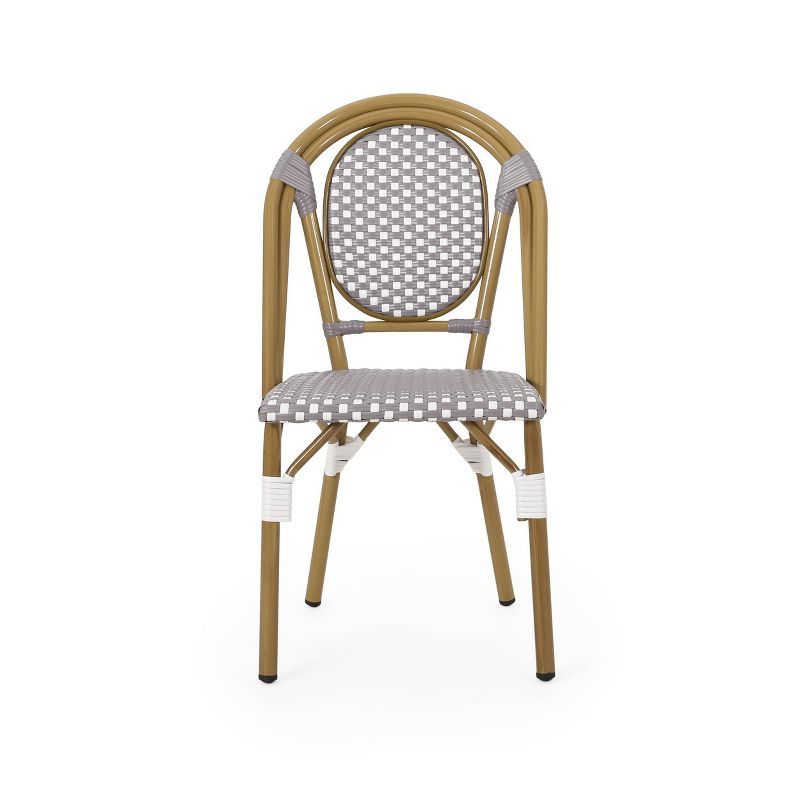 Remi 2pk Outdoor French Bistro Chairs - Gray/White/Bamboo - Christopher Knight Home | Target