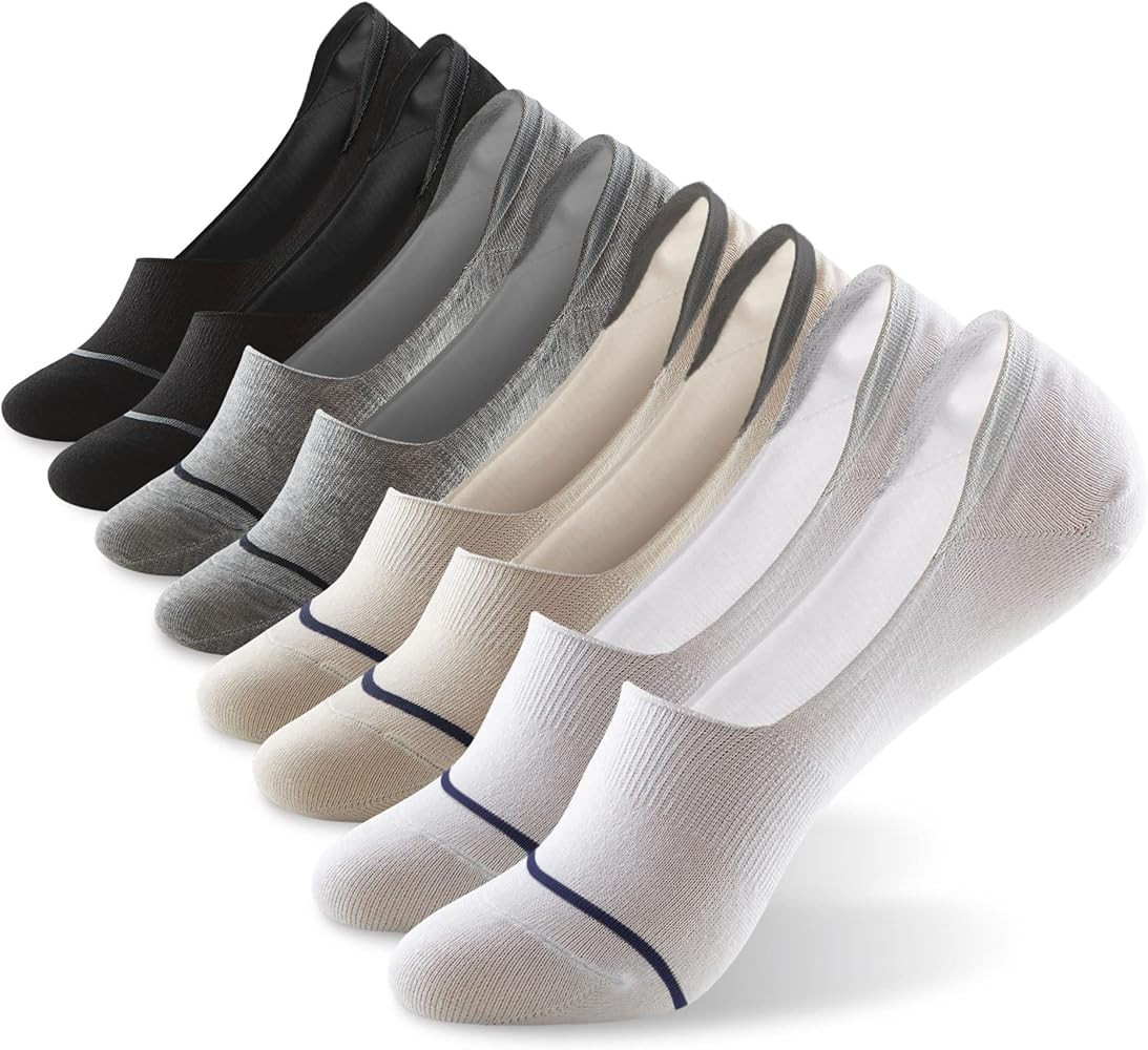 MONFOOT Women's and Men's 10 Pairs Breathable No Show Non slip Socks, multipack | Amazon (US)