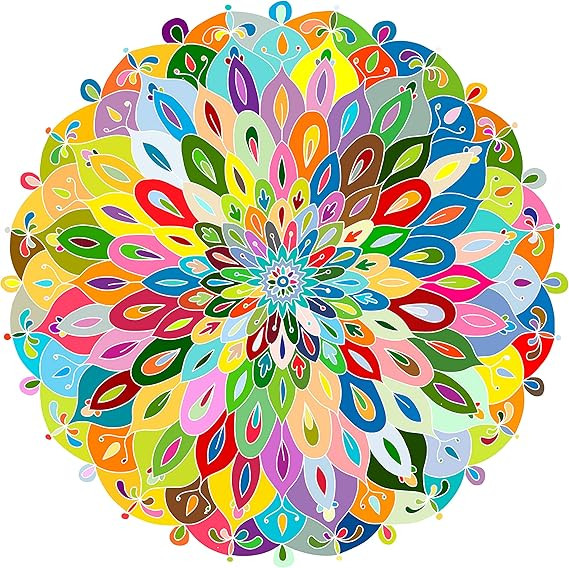 Bgraamiens Puzzle-Blooming Color-1000 Pieces Color Challenge Blue Board Round Jigsaw Puzzles | Amazon (US)