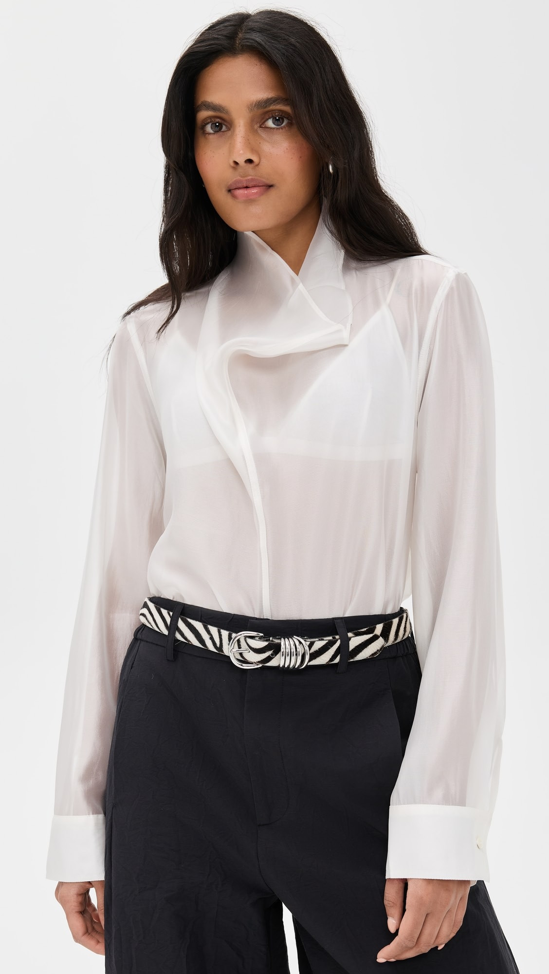 Sheer High Cowl Neck Blouse | Shopbop