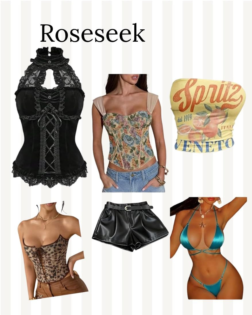 Elevate your summer wardrobe with these trendy corsets, chic leather shorts, and stunning swimwear pieces from Roseseek! Click the link in bio to shop the look! #LTKstyletip #SummerOutfits #Roseseek 

 #LTKdayinmylife #LTKgrwm #LTKootd