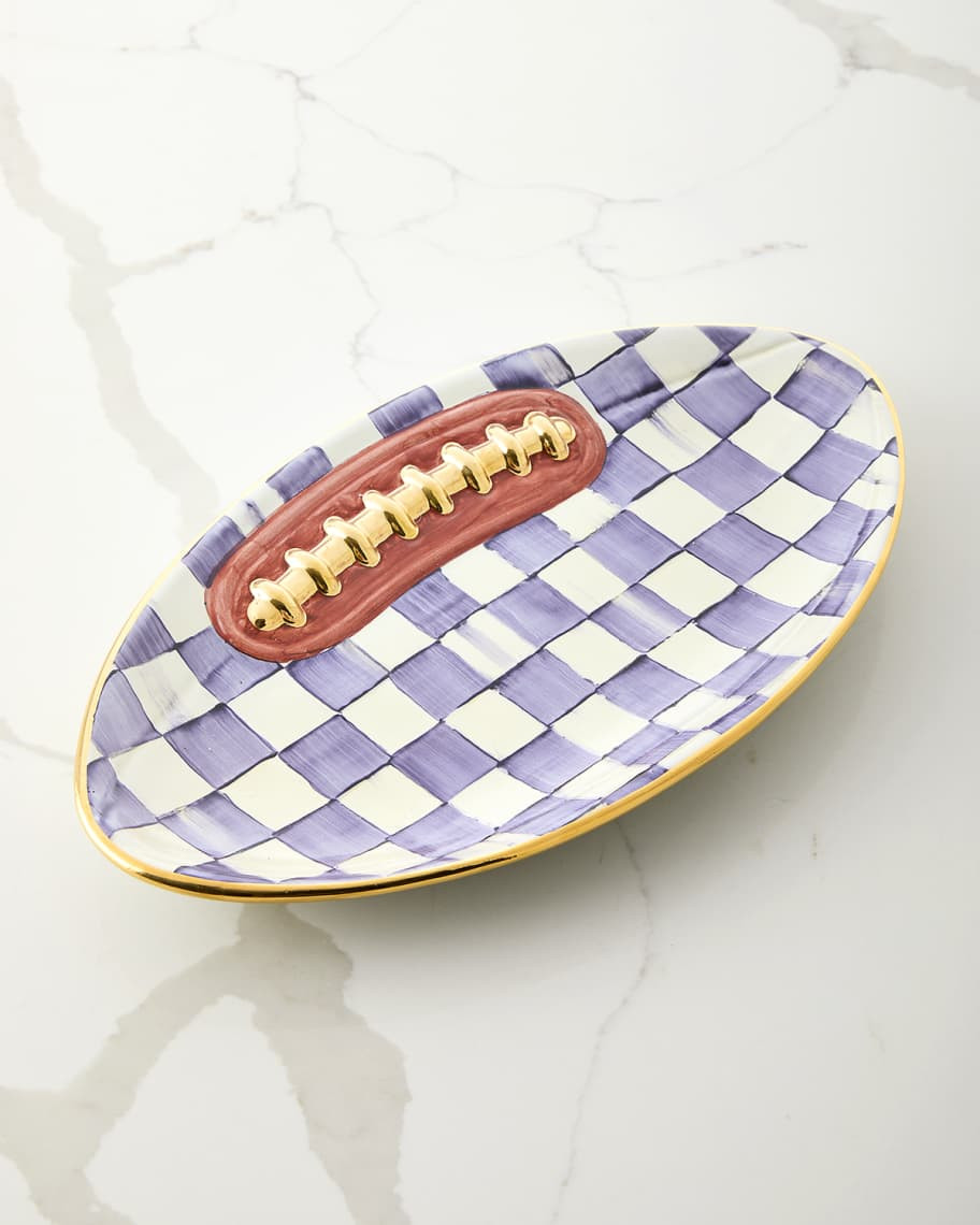 Plum Check Football Platter | Neiman Marcus