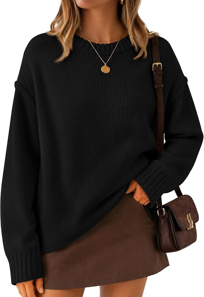 ZESICA Womens 2026 Fall Long Sleeve Crewneck Oversized Chunky Sweaters | Amazon (US)