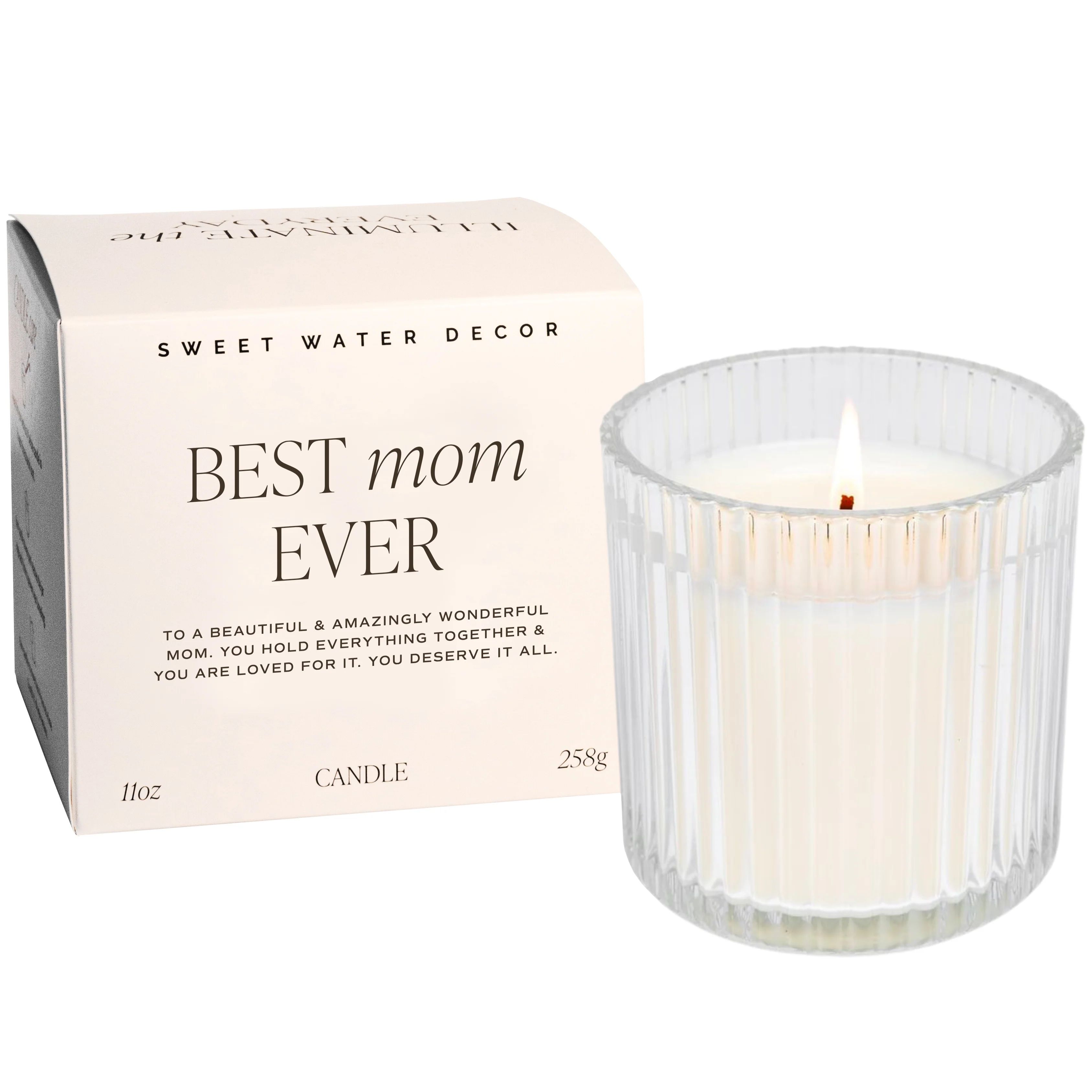 Best Mom Ever Soy Candle - Ribbed Glass Jar with Box - 11 oz | Sweet Water Decor, LLC