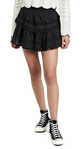 LOVESHACKFANCY Women's Ruffle Mini Skirt, Black, XXS-XS | Amazon (US)