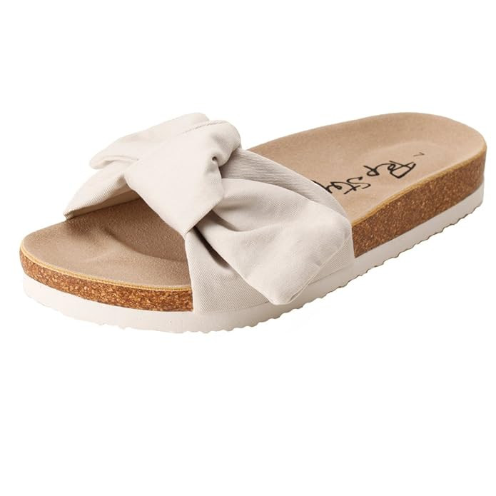 PepStep Slide Sandals for Women/Cork Sole/Canvas Knot Bow/Womens Slides/Sandals for Women | Amazon (US)