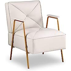 OUllUO Comfy Accent Chairs for Living Room, Office, Bedroom, Beige Gold Metal,927LG | Amazon (US)