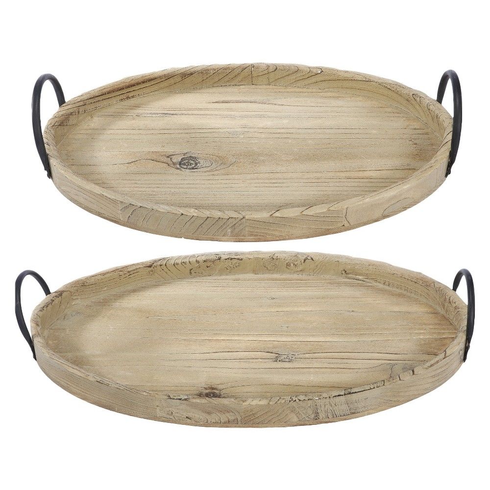 Set of 2 Wooden Trays - Brown | Target