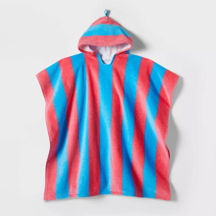 Kids Poncho Striped Beach Towel Pink/Blue - Sun Squad™ | Target