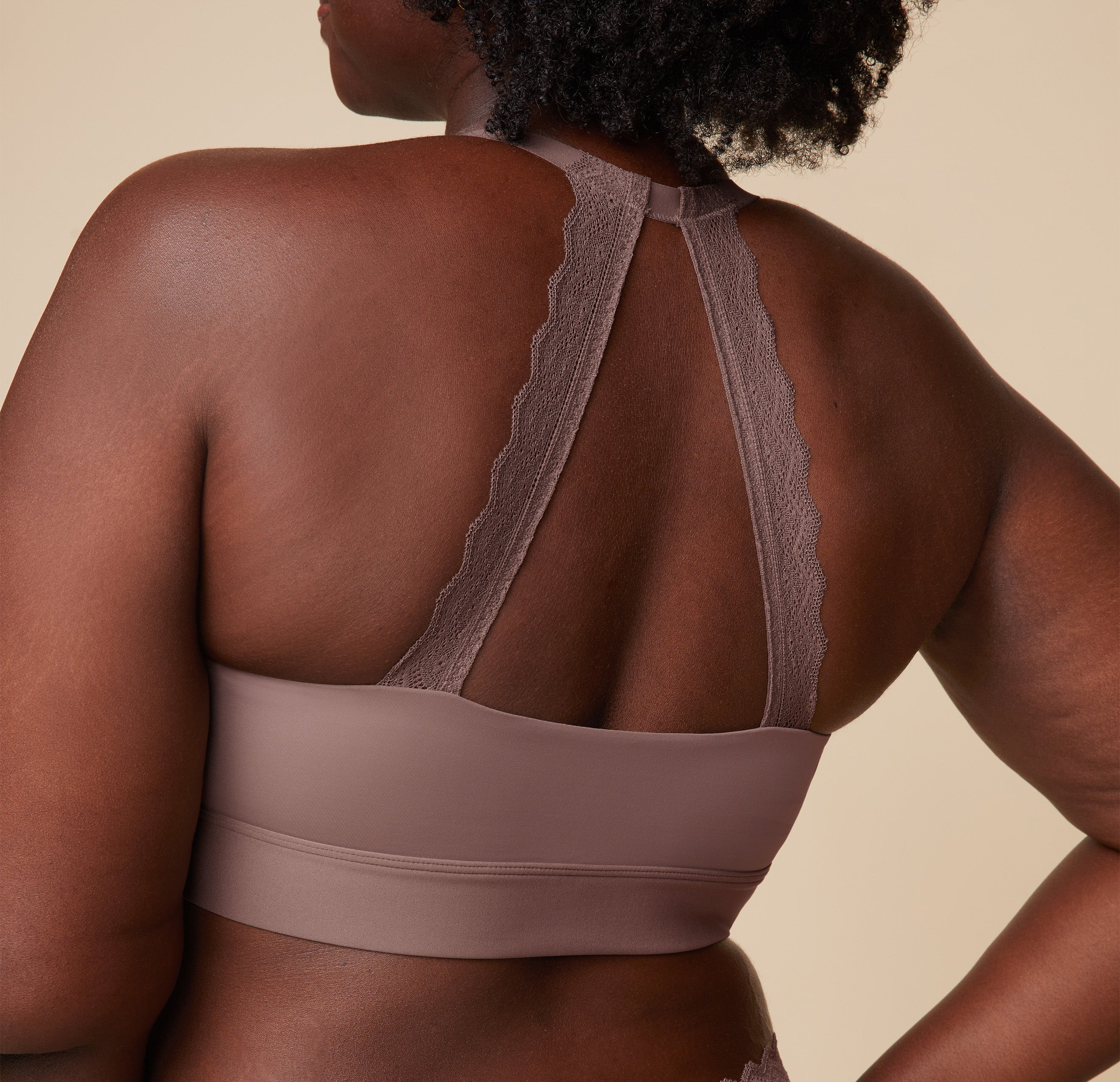 Bliss Lace Halterneck Bralette - Mauve | Harper Wilde