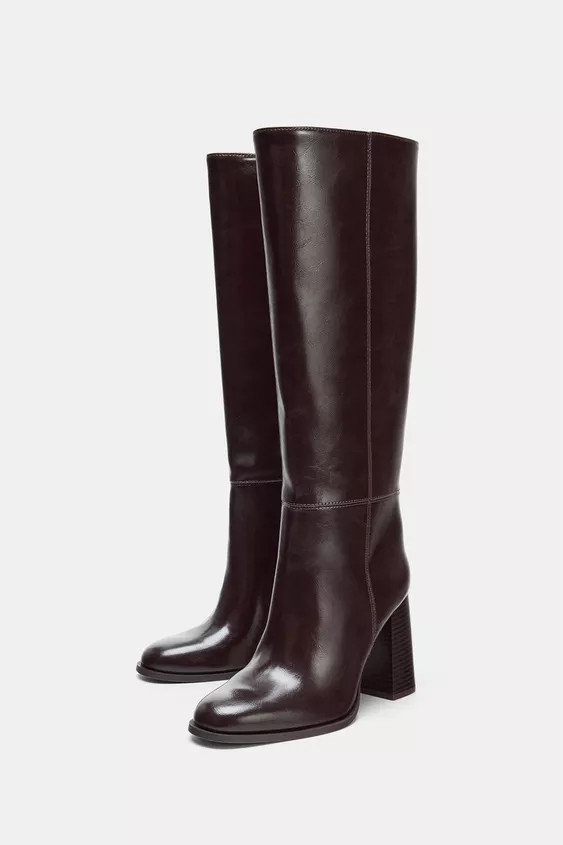 BLOCK HEEL HIGH BOOTS | Zara US