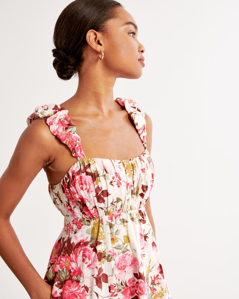 Puff Strap Babydoll Mini Dress | Abercrombie & Fitch (US)