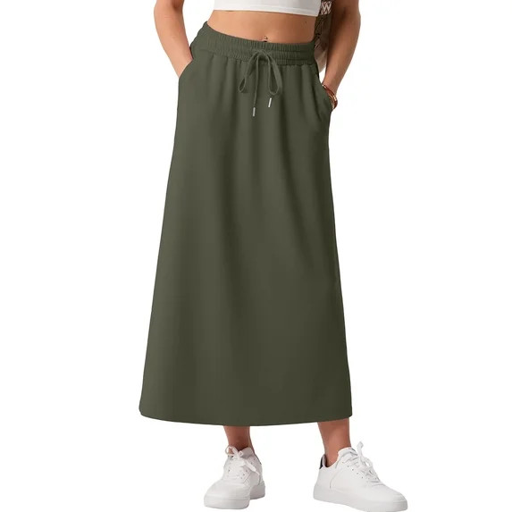 Cueply Long Skirts for Women Casual Summer 2026 Spring Flowy A Line Maxi Skirt with Pockets | Walmart (US)