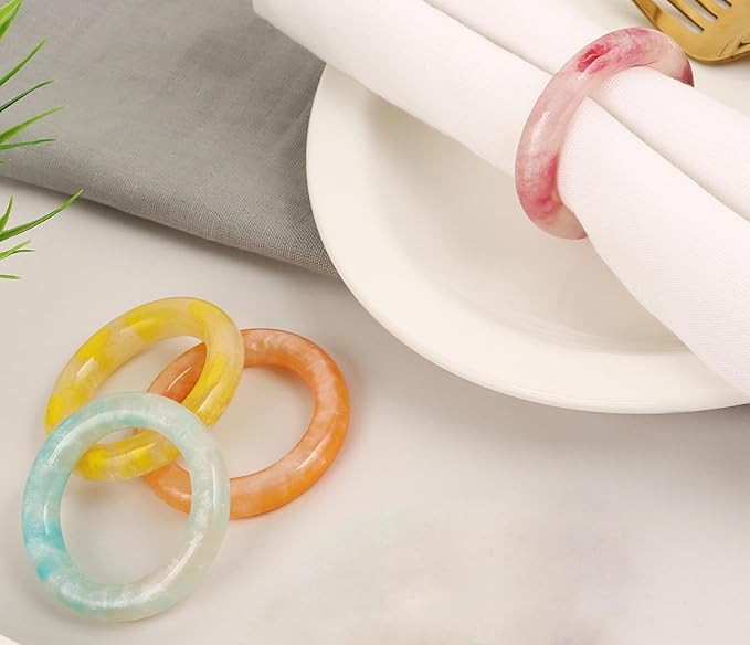 Napkin Rings Set of 12 - Epoxy Resin Napkin Holder Cuffs for Dinner Table Décor - Farmhouse Mode... | Amazon (US)