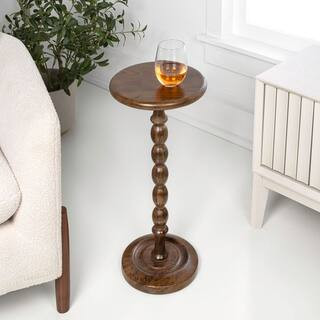 JONATHAN Y Augustus 11 in. Cottage Classic Spindle Wood Pedestal Round Drink Table and Decorative... | The Home Depot