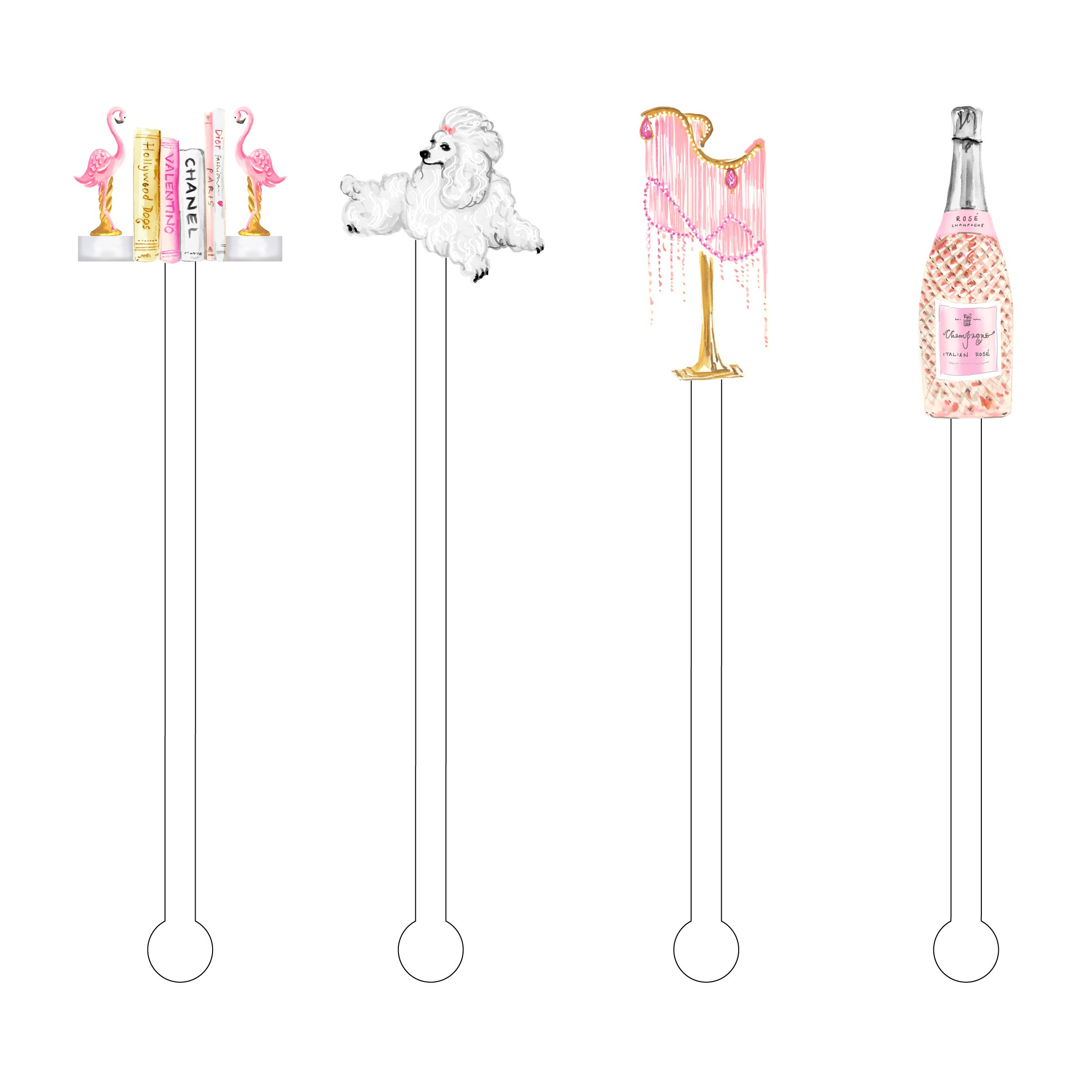 BLUSH ROUGE BAR CART ACCESSORIES ACRYLIC STIR STICKS COMBO | Palm Beach Collective