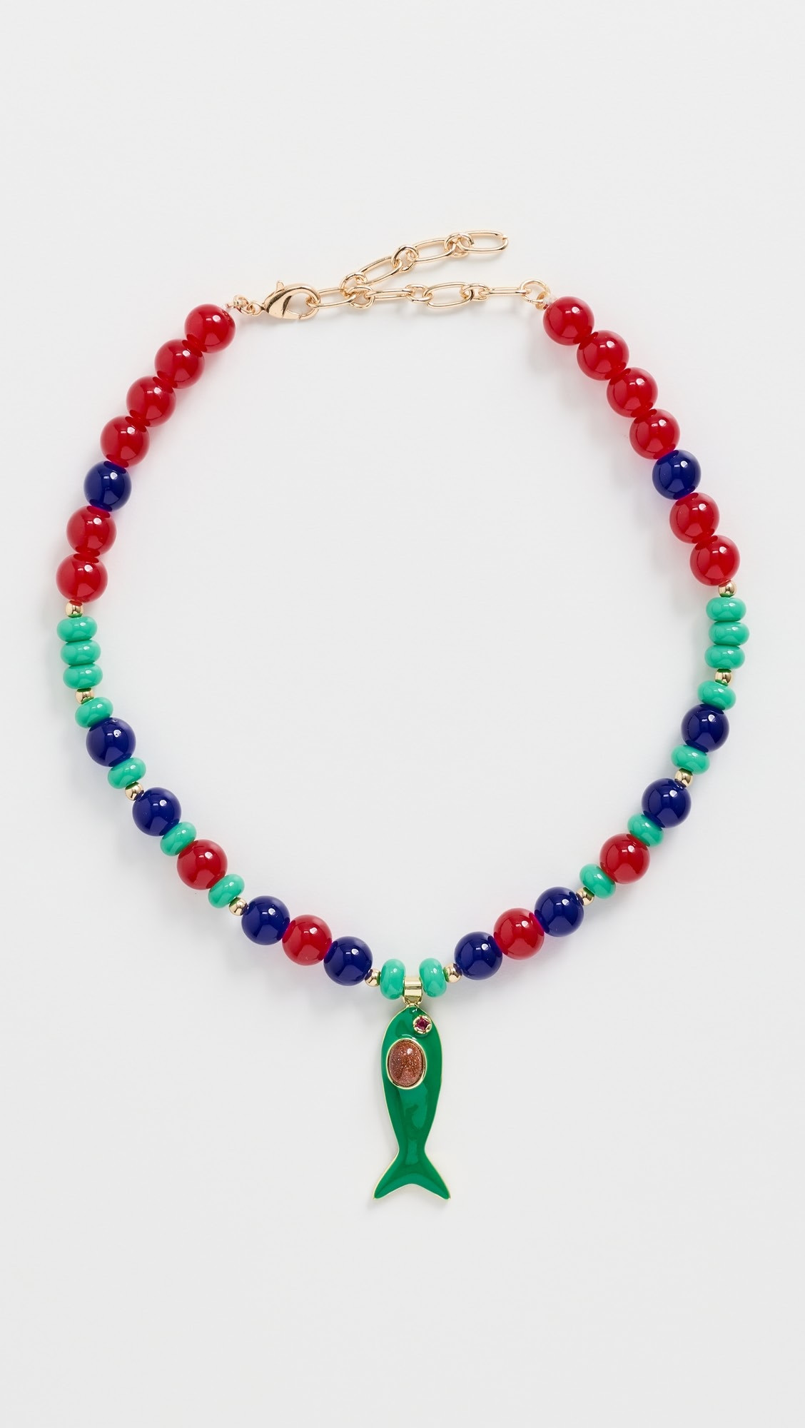 Red, Green & Blue Beaded Fish Pendant Necklace | Shopbop
