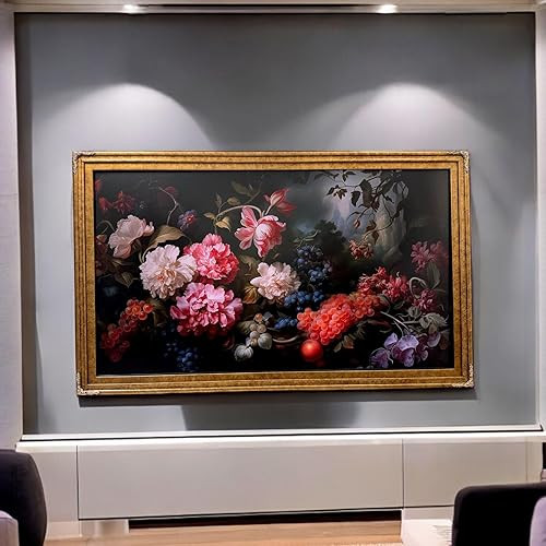 55 Inch TV frame for Hisense Canvas TV. Real wood frame, Marble Gold Finish (not for use with oth... | Amazon (US)